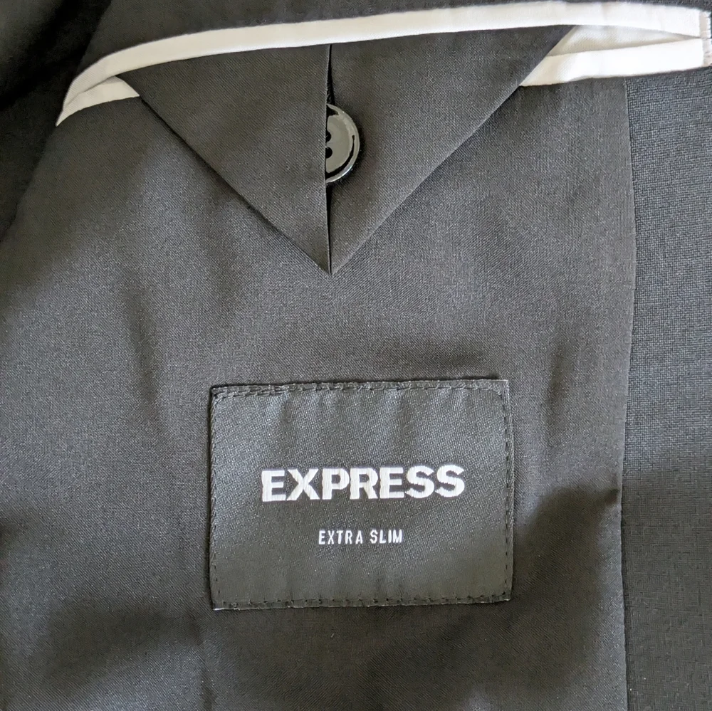 Express Men’s Black Extra Slim Fit Wool-Blend Modern Tech Suit Jacket Formal 38S - Picture 15 of 16